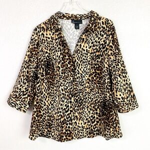 Lane Bryant Leopard Print Button Up Blouse Size 22